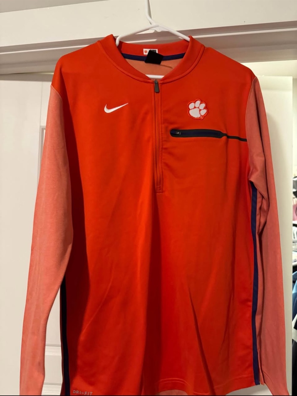 Orange Nike Half-Zip Pullover with Clemson Logo